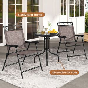 Set Bistrot da Esterno in 3 Pezzi con Foro per Ombrellone - Telaio in Metallo Resistente, Sedie e Tavolo Pieghevoli, Leggero e Facile da Montare - Product Image 5