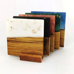Wholesale Wooden and Resin Coaster Set Stylish Heat Resistant Coasters for Coffee Wine Tea with OEM Customization Available - Product Image 4