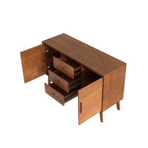 Buffet moderne en teck avec 3 tiroirs et double porte de rangement pour l'organisation de la salle à manger et du salon - Product Image 4