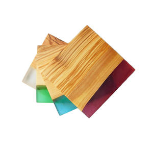 Posavasos Cuadrados de Madera de Olivo con Borde de Resina Epoxi, Posavasos de Madera de Olivo - Product Image 3