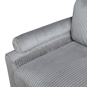 Sillón Esquinero para Sala de Estar con Patas de Madera Maciza, Tapicería de Pana Gris, 1 Pieza, Cojín Suave y Cómodo - Product Image 5
