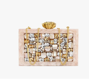 Ladies Evening Bridal Handmade Designer Resin Clutch Bag with Pearl & Stone Decor Magnetic Closure Indian Style - Product Image 2