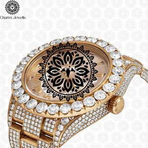 Charm_Jewells Luxury Women's Yellow Gold <b>Diamond</b> <b>Watch</b> Round Analog Quartz Butterfly Clasp 18mm Band 25cm Length - Product Image 4