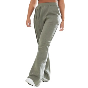 Women's Exposed Seam Straight Leg Sweatpants High <b>Waist</b> Casual Lounge Pants Soft Cotton Blend Streetwear <b>Trousers</b> - Product Image 2