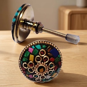 Industrial Design Stone <b>Glass</b> Metal Beaded Furniture Handles and <b>Knobs</b> for Cabinets Dressers Drawers Wardrobes Kitchens - Product Image 1