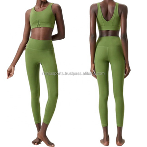 Venta al por mayor de 2 piezas de ropa deportiva pantalón de yoga conjunto de entrenamiento de las mujeres ropa de deporte gimnasio conjuntos de secado rápido transpirable conjunto de yoga - Product Image 6