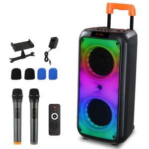 8in แบบพกพาสำหรับบลูทูธ5.0ลำโพงคาราโอเกะไร้สาย tf/usa/aux/fm/tws ไฟดิสโก้ LED สำหรับบ้านและงานปาร์ตี้กลางแจ้ง - Product Image 1