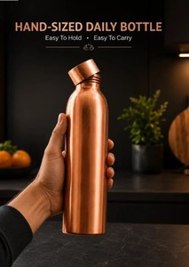 Pure <b>Copper</b> <b>Drinking</b> <b>Bottle</b> Reusable Water <b>Bottle</b> For Everyday Hydration Home Office Travel - Product Image 2