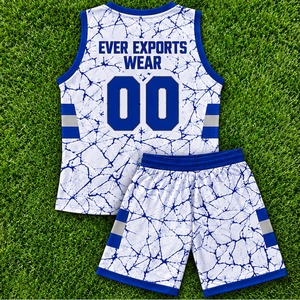 Tenue de basketball blanche et bleue, maillot et short personnalisés par sublimation, ensemble d'équipe de basketball avec nom et numéro d'équipe pour commandes d'équipes - Product Image 3