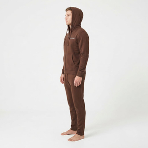 Conjunto Deportivo Hawk Eye para Hombre, Sudadera con Capucha y Cierre de Cremallera Color Chocolate Marrón, Pantalones Deportivos de Algodón Grueso, Secado Rápido, Transpirable, Casual - Product Image 4