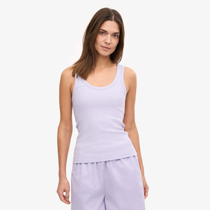 Débardeur en tricot lavande pour femme, col rond, couleur unie, respirant, longueur normale, style minimaliste - Product Image 1