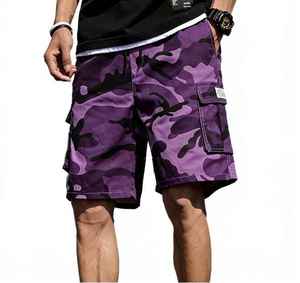 Men's Summer Outdoor <b>Camouflage</b> <b>Cargo</b> Shorts 100% Cotton Solid Half <b>Pants</b> Casual Loose Drawstring - Product Image 2