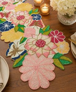Handcrafted Knitted Polyester/Cotton <b>Table</b> <b>Runner</b> Solid Stripe Design Home & Hotel Decor (13x36 Inch) M S R OVERSEAS - Product Image 1