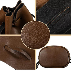 Leather Dice Storage Bag Drawstring Pouch Minimalist Design Brown Black Color Handmade for <b>Board</b> <b>Game</b> Accessories - Product Image 2