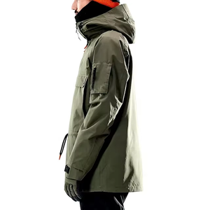 Chaqueta de Esquí con Capucha para Hombre, Impermeable, Transpirable, con Aislamiento Sintético, Cierre de Cremallera, Color Verde Oliva, Ropa para Exteriores - Product Image 1