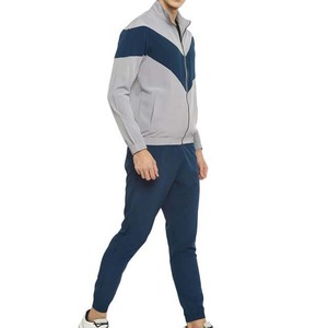 Survêtement pour homme gris et bleu marine à blocs de couleur, fermeture éclair intégrale, col montant, coupe décontractée, avec poches latérales, pour l'automne - Product Image 6