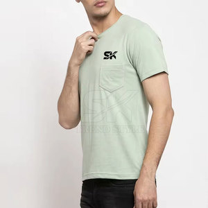 T-shirts unis à poche sur mesure les plus populaires, nouveau style, col rond - Product Image 2