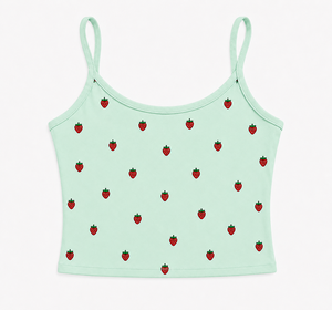 Cross-Border European American Style Women's Strawberry Print Camisole <b>Shorts</b> Pajamas Casual Outerwear Homewear Set - Product Image 5