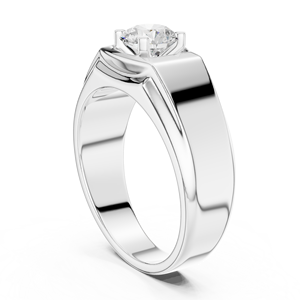 Yellow Gold Lab-Grown Diamond <b>Men</b>’s Solitaire Wedding <b>Ring</b> – Contemporary Bold Gold Band Diamond Jewelry - Product Image 3