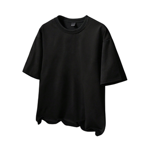 T-shirt en jersey noir à motif graphique, manches courtes, col rond, grande taille, broderie abstraite sur le devant, respirant, séchage rapide, streetwear décontracté - Product Image 1