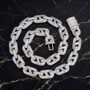 VVS Moissanite Diamond S925 <b>Iced</b> <b>Out</b> Necklace Link <b>Chain</b> Jewelry Necklace For Men Available for sale - Product Image 3