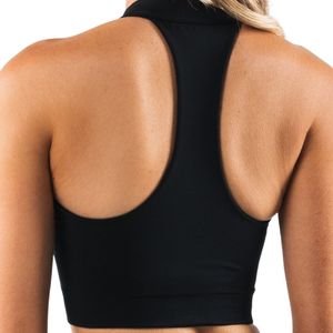 Black se Womens Seamless Quarter <b>Zip</b> Halter <b>Crop</b> Top Breathable Stretch Workout Top for Yoga Gym Running Fitness Training - Product Image 6