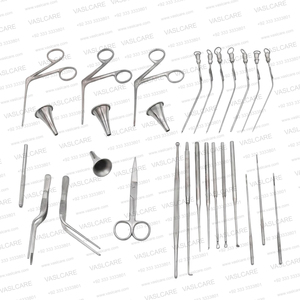 Ensemble d'instruments de chirurgie ORL pour myringotomie |   Kit de 28 pièces en acier inoxydable allemand manuel avec pinces à oreilles et curettes - Vaslcare - Product Image 2