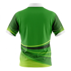 เสื้อโปโลโค้ชสีเขียวแบบกำหนดเอง คอปกสีขาว ลายทางสีเขียวมะนาว และชุดกีฬาแบบซับลิเมชั่นสำหรับโค้ชทีม - Product Image 4