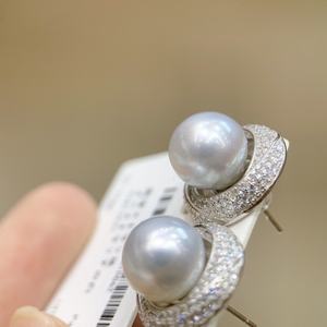 Pendientes de Perlas Edison Redondas de Agua Dulce de 10-11 mm para Mujer, Luz Intensa, Plata de Ley S925, Colección Clásica y Sencilla de Cristales para Oreja - Product Image 4