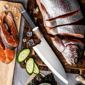 Cuchillo de Chef Japonés de Acero Inoxidable con Acabado Mate-Pulido, Mango de Madera, Cuchillos de Cocina para Filetear, Cuchillo para Sashimi - Product Image 6