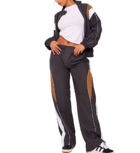 Ensemble deux pièces coupe-vent en nylon pour femme avec fermeture éclair personnalisée, veste imperméable en polyester et nylon de qualité supérieure - Product Image 3