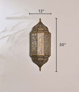 Golden Moroccan Wall <b>Sconce</b> Lantern Brass Intricate Cutout Design Home Decoration Professional Lighting - Product Image 3
