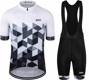 Ensemble de maillot de cyclisme SHH pour homme, respirant, coupe-vent, 100 % polyester, séchage rapide, manches courtes, avec short à bretelles rembourré, pour activités de plein air - Product Image 3