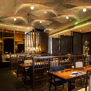 Bamboo Ceiling Light with Breathable Woven Pattern and Uniform Light Distribution - Product Image 5