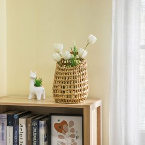Handmade Macrame <b>Wall</b> Hanging Planter with Faux Leather Strap <b>Wicker</b> Rope Basket for Outdoor <b>Decor</b> - Product Image 3