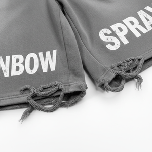 Wholesale Custom Men's Heavyweight Cotton Shorts Retro Washed Double Waist Rainbow <b>Spray</b> Casual Summer Shorts - Product Image 5