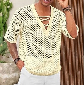 Drop Shoulder <b>Fishnet</b> Sheer Mesh T Shirt See Through Summer Wear Drop Shoulder Casual Gym Workout Tees Mesh Shirts Breathable - Product Image 3