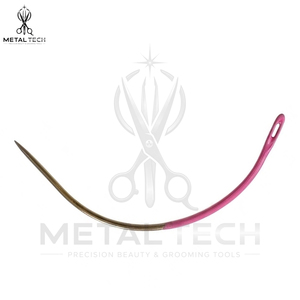 Hot Sale Pink <b>Dipped</b> Stainless Steel C-Curve Needles, High Grade Hair Extension Sewing Needles for Professional Weaving Set - Product Image 4