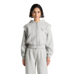 Ensemble de survêtement court à capuche pour femme avec pantalon large, taille élastique, poches latérales, coupe décontractée, vente en gros, personnalisable, OEM, deux pièces - Product Image 3