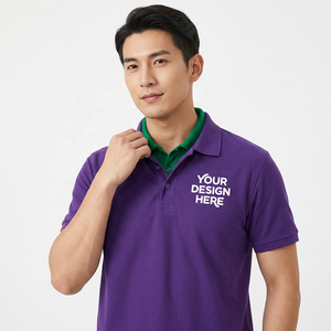 Polo en coton pour homme, manches courtes, couleur unie, respirant, design décontracté, imprimé sur le devant, coupe classique - Product Image 6