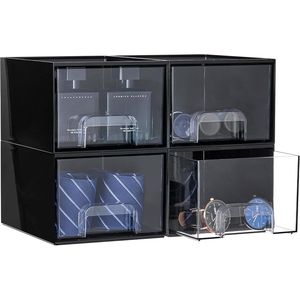 <b>Small</b> Stackable Storage <b>Drawers</b>-Black Plastic Organizer for Cologne Vanity Office Desk Bathroom - Product Image 1