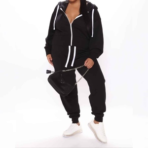 Design Sportswear Gym Running Training OEM Wear Women's Cotton Zipper Tracksuit 2 Piece <b>Set</b> Joggers Hoodie Winte Cotton - Product Image 1