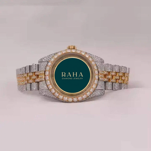 นาฬิกาข้อมือ RAHA Diamond Jewelry หรูหรา ตัวเรือนสแตนเลสสตีล ระบบจักรกล ขนาด 41 มม. หน้าปัดอนาล็อก ตัวล็อคแบบผีเสื้อ แฟชั่นสำหรับทุกเพศ กันน้ำได้ 3BAR - Product Image 1