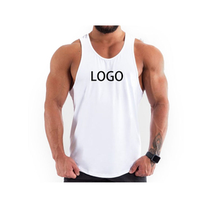 Latest Design Men's Gym Singlets Tank Tops 100% Polyester Quick Dry <b>Stringer</b> Bodybuilding Front Logo - Product Image 1