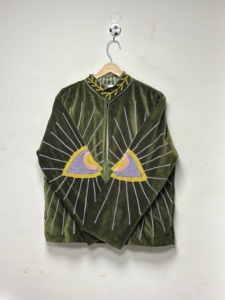 Embroidered Floral Velvet Knitted Women's Blazer Jacket Suzani Kimono <b>Coat</b> Fashion Outerwear Autumn/Winter <b>Stand</b> Collar Woven - Product Image 4