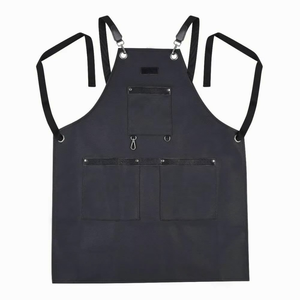 Tablier de travail moderne robuste en toile imperméable avec sangles en cuir, logo personnalisé et poche, idéal pour café et jardinage - Product Image 4