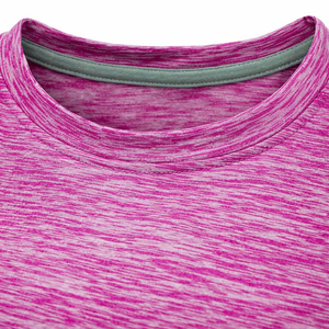 T-shirt pour homme en polyester de couleur unie violette, manches courtes, col rond, décontracté, tricoté, coupe régulière, séchage rapide, design uni - Product Image 6