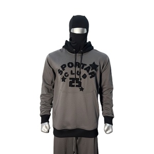 Sweat à capuche en molleton français pour homme, logo vieilli, capuche contrastante personnalisée, cordon de serrage, style streetwear vintage, hiver, 100% coton - Product Image 1