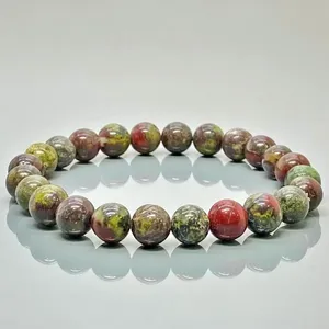 Bracelet extensible en perles de pierre de sang de dragon naturelle de 8 mm, lisses et rondes, qualité AA, bijoux de guérison, vente en gros - Product Image 5