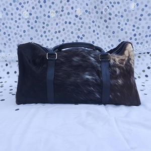 Sac de voyage en cuir de vachette véritable avec fermeture éclair, léger, fait main, portable, vintage, pour week-end, grand format - Product Image 1
